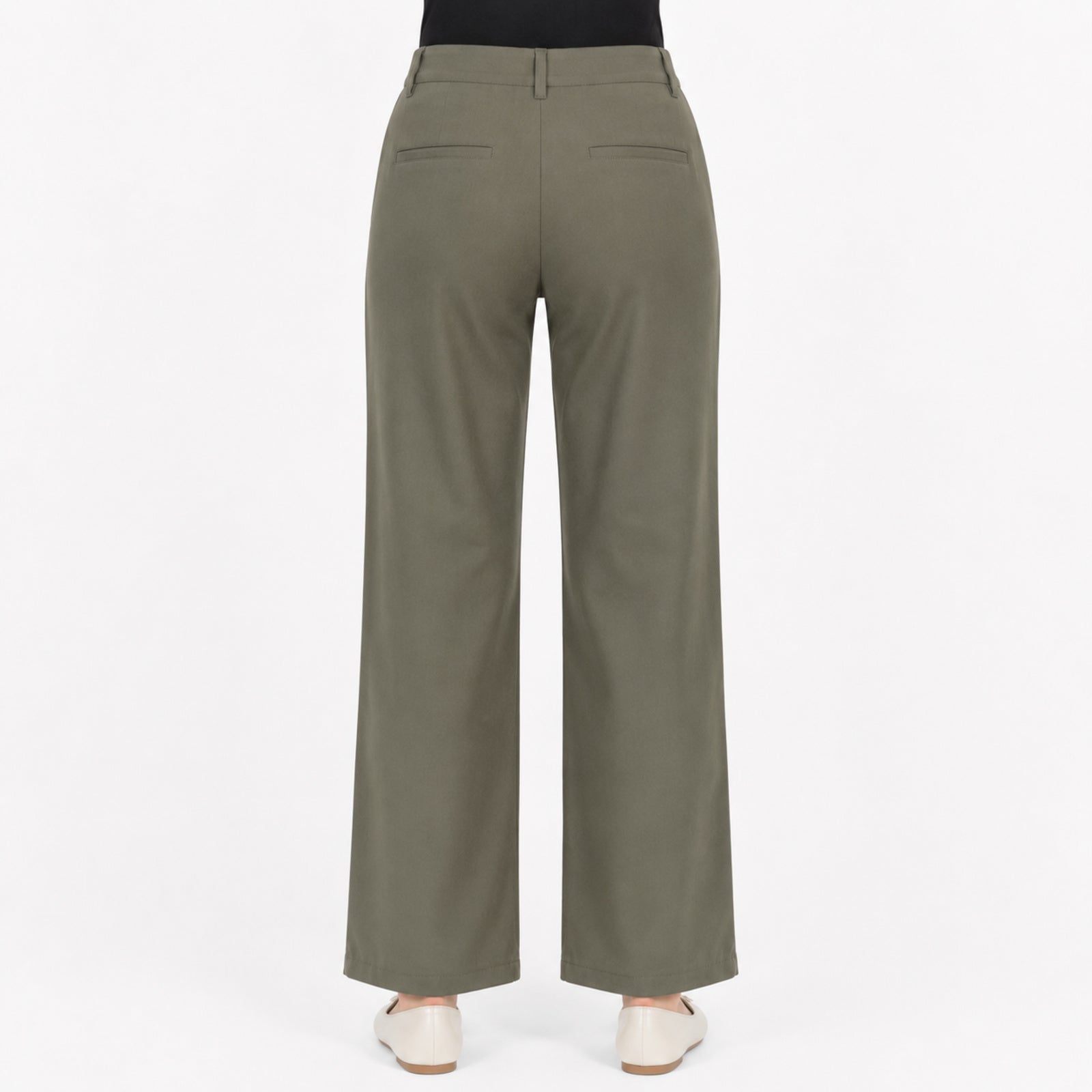 Women's Olive Whisper Tailored Trousers-4