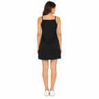Women's Black Sleeveless Square Neck A-Line Mini Dress-1