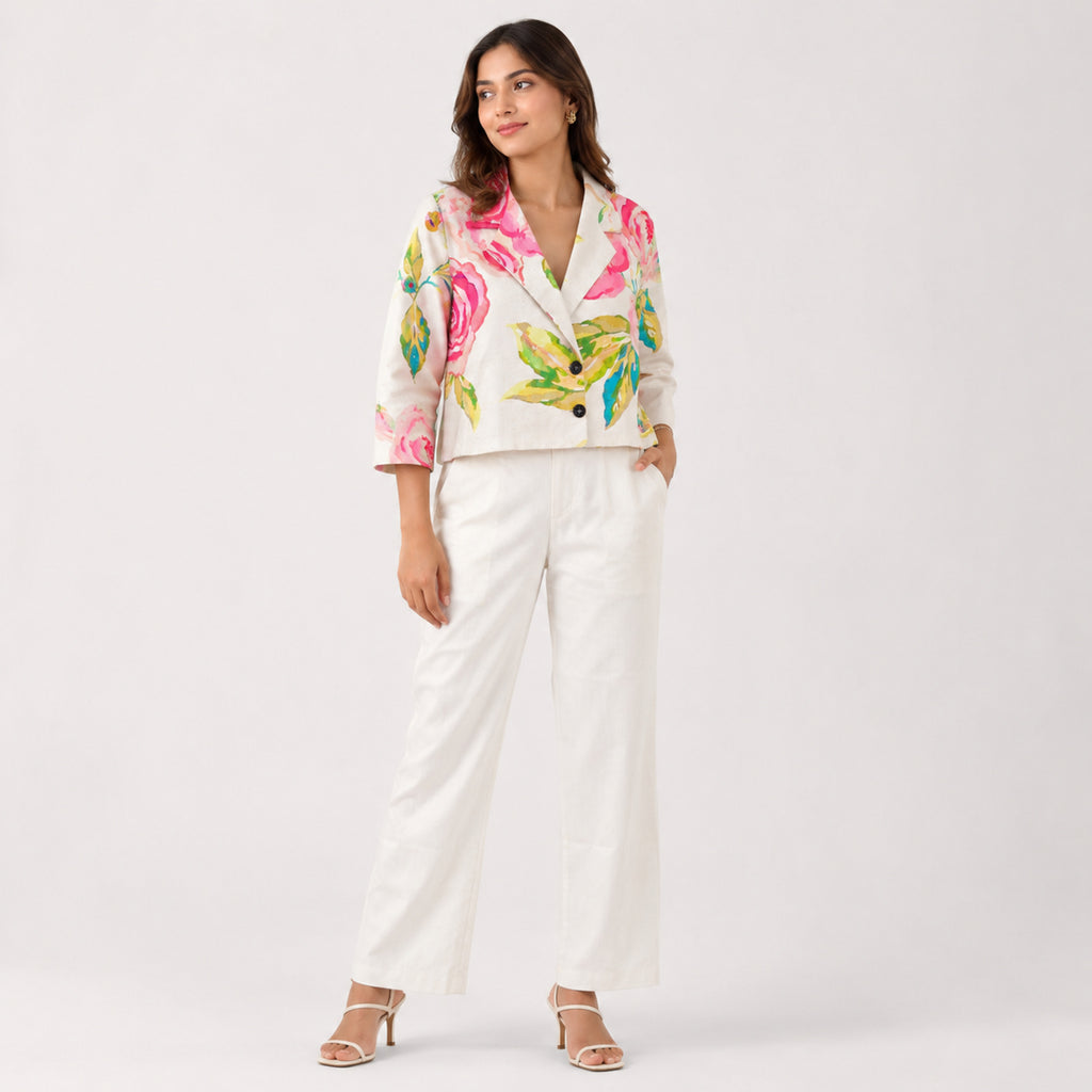 Women's Floral Print Co-Ord Blazer & Palazzo Set-1