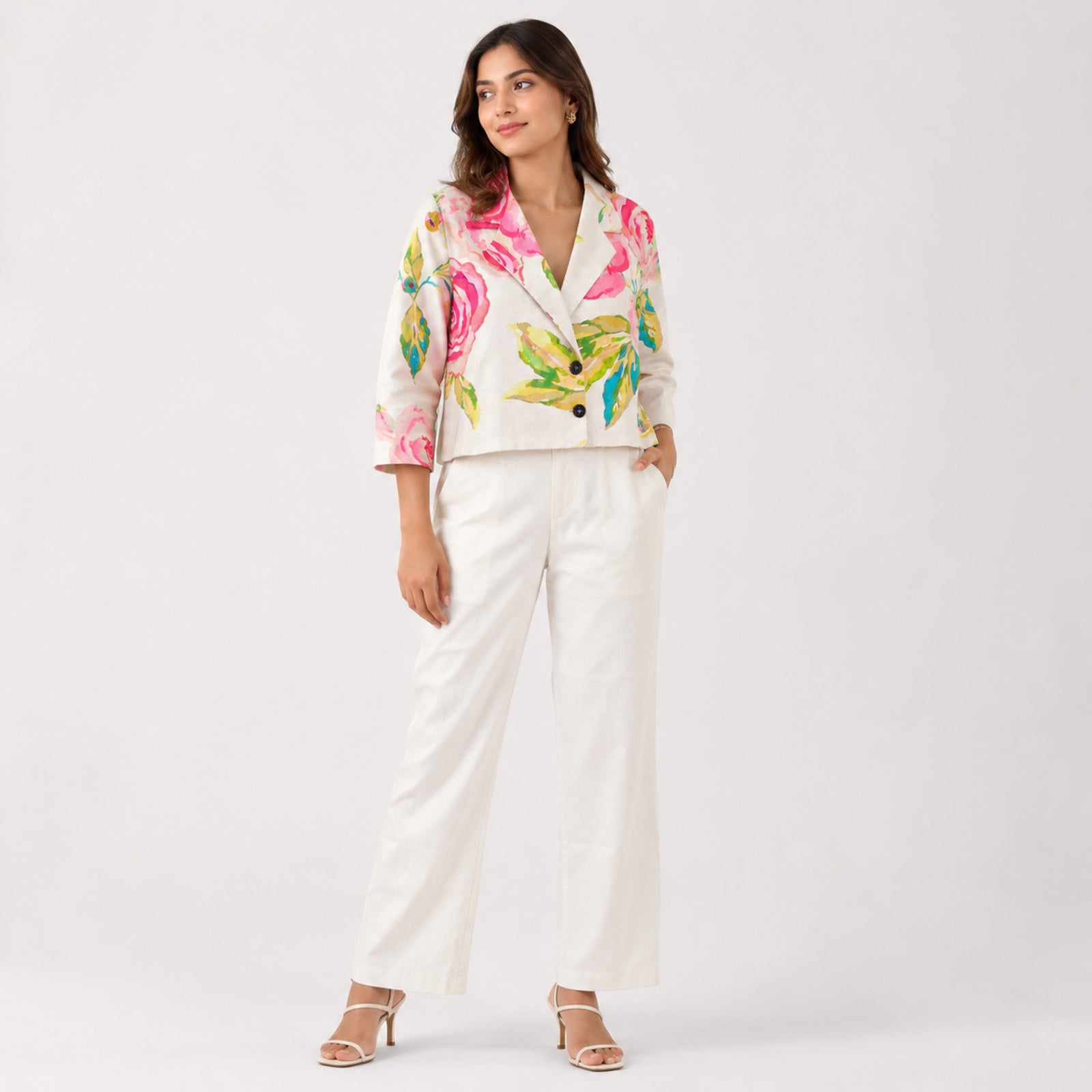 Women's Floral Print Co-Ord Blazer & Palazzo Set-1