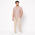 Men's Beige Striped Casual Half Sleeve Shirt-4