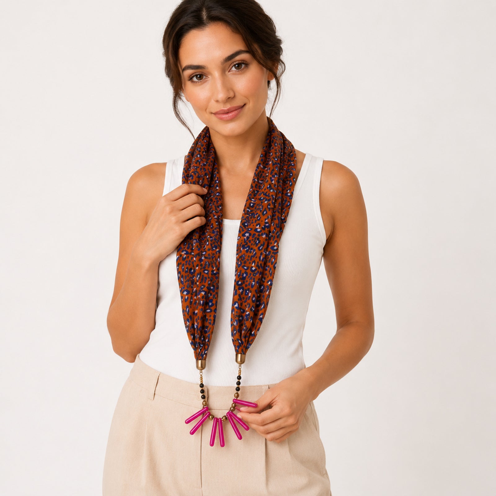 Women's Animal Print Fashion Scarf Necklace-1