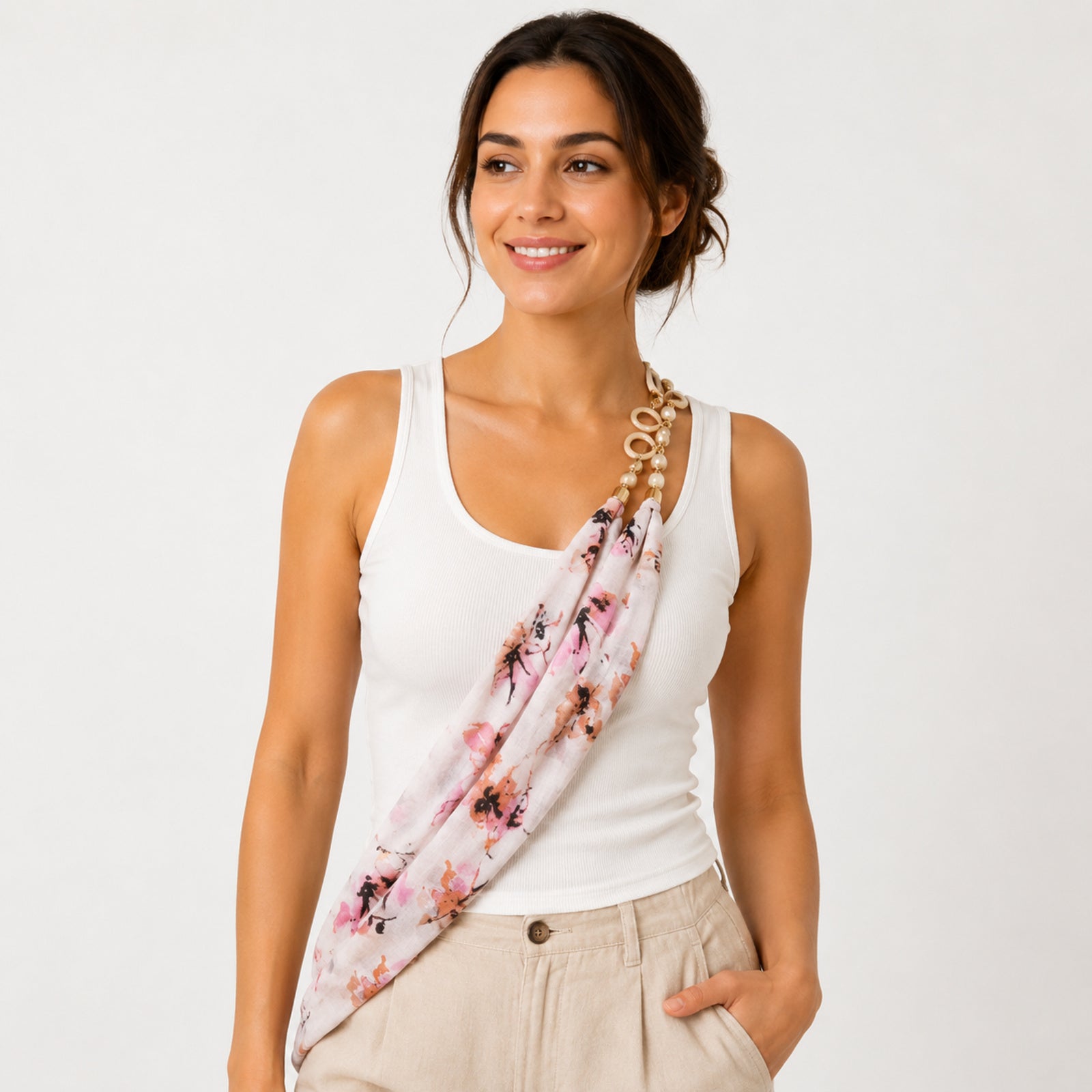 Women's Floral Print Fashion Scarf Necklace-4