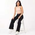 Women's Shimmering Diamond Studded Black Bootcut Jeans-3