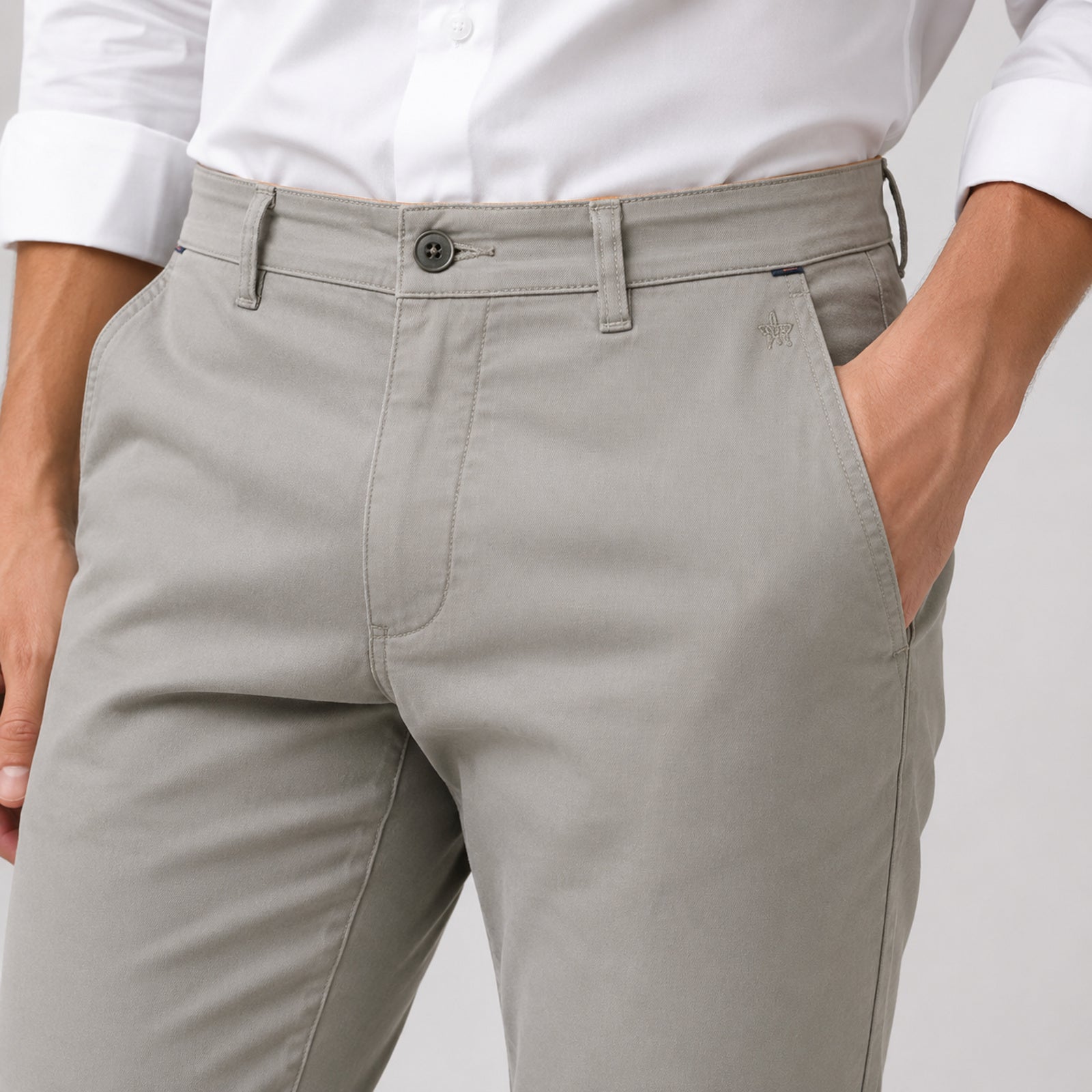 Men's Premium Light Grey Slim Fit Formal Trousers-2