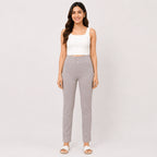 Women's Slim Fit Grey Casual Trousers-4