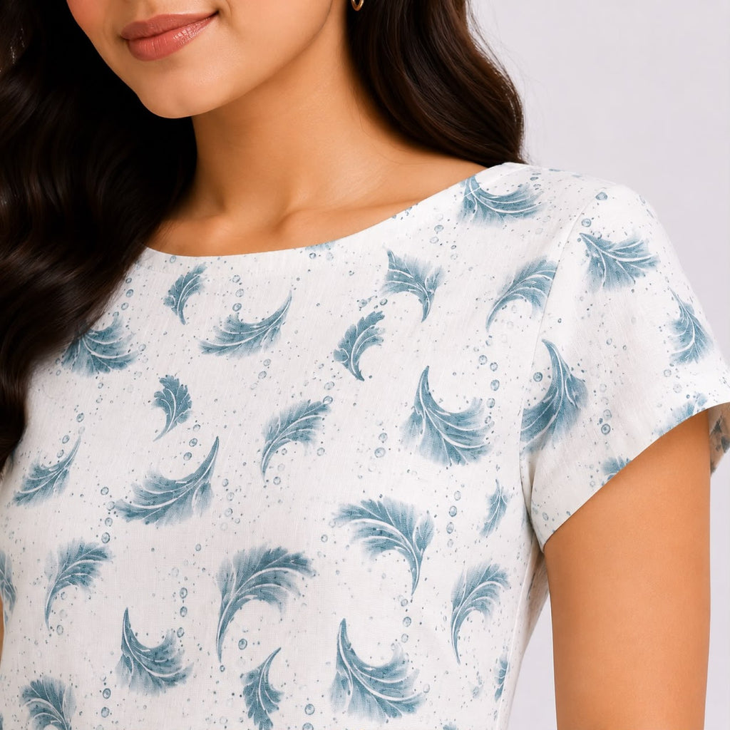 Women's Graceful Leaf Print Fit and Flare Sheath Dress-3