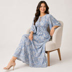 Women's Sky Bloom Floral Flared Maxi Dress-2