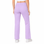 Women's Purple Straight Fit Formal Trousers-4