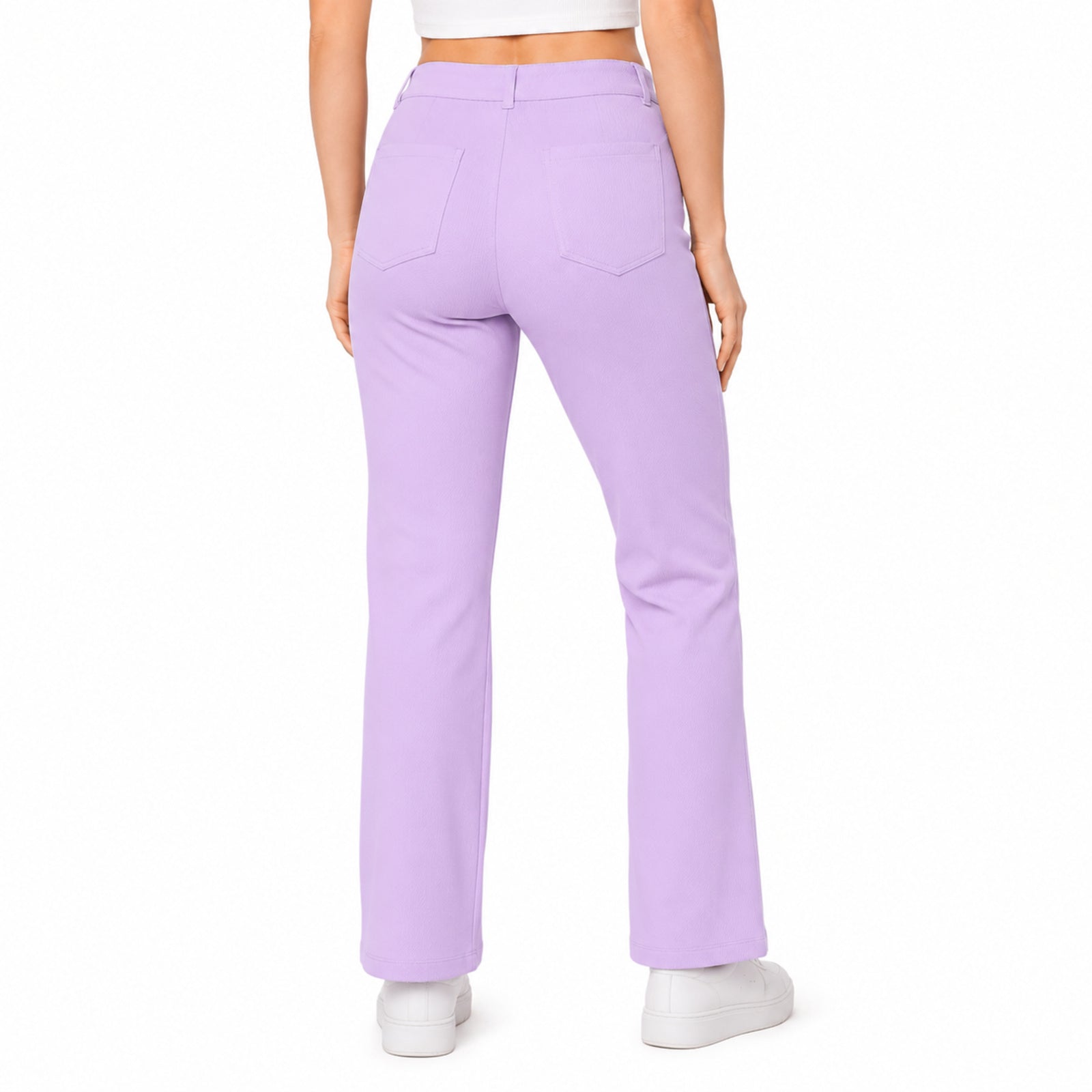 Women's Purple Straight Fit Formal Trousers-4