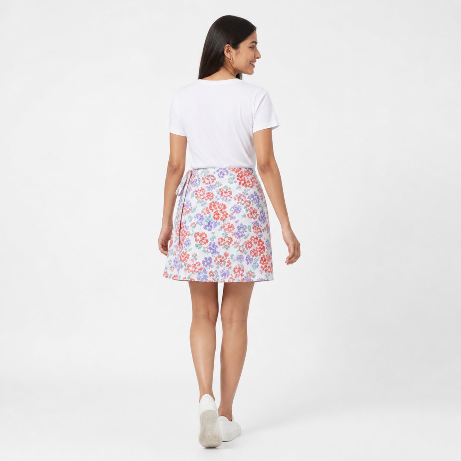 Blossom Breeze Floral Wrap Mini Skirt-4