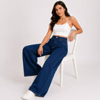 Women's Dark Blue High Waist Wide Leg Jeans | Trendy Relaxed Fit Denim Pants for Casual Streetwear Style-2