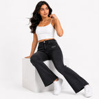 Women's Grey High-Rise Bootcut Denim Jeans with Washed Finish-2