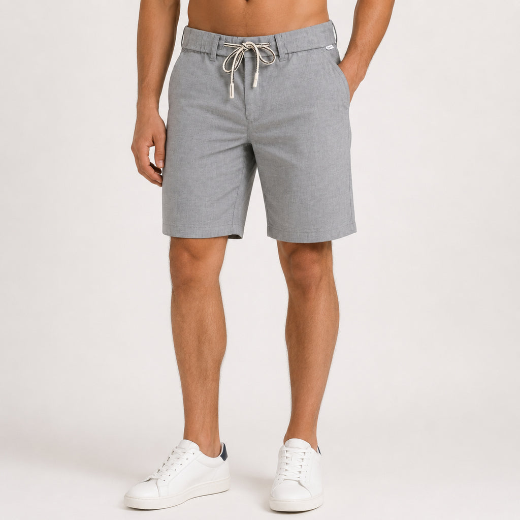 Men's Light Grey Drawstring Casual Shorts-4