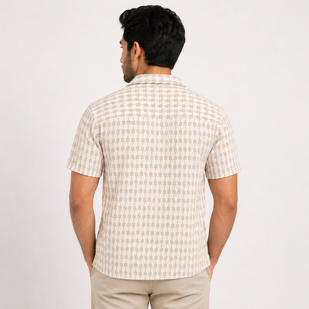 Men's Mustard Checked Half Sleeve Casual Shirt-3