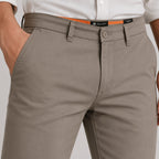 Men's Premium Stone Grey Slim Fit Formal Trousers-2
