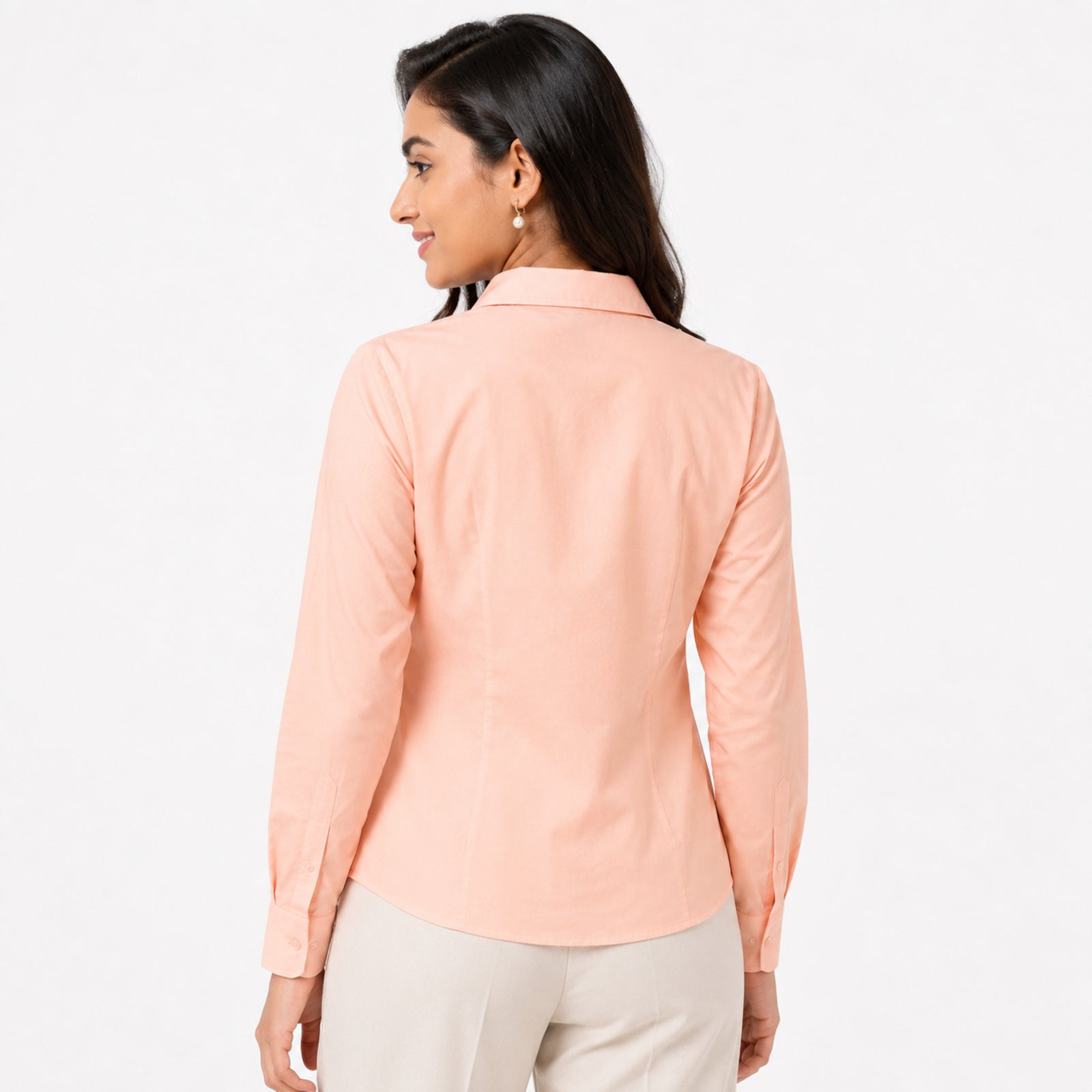 Women's Blush Pink Formal Full Sleeve Shirt-3