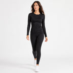 Women's Black Full Sleeve Round Neck Solid T-Shirt | Slim Fit Everyday Essential Top-2