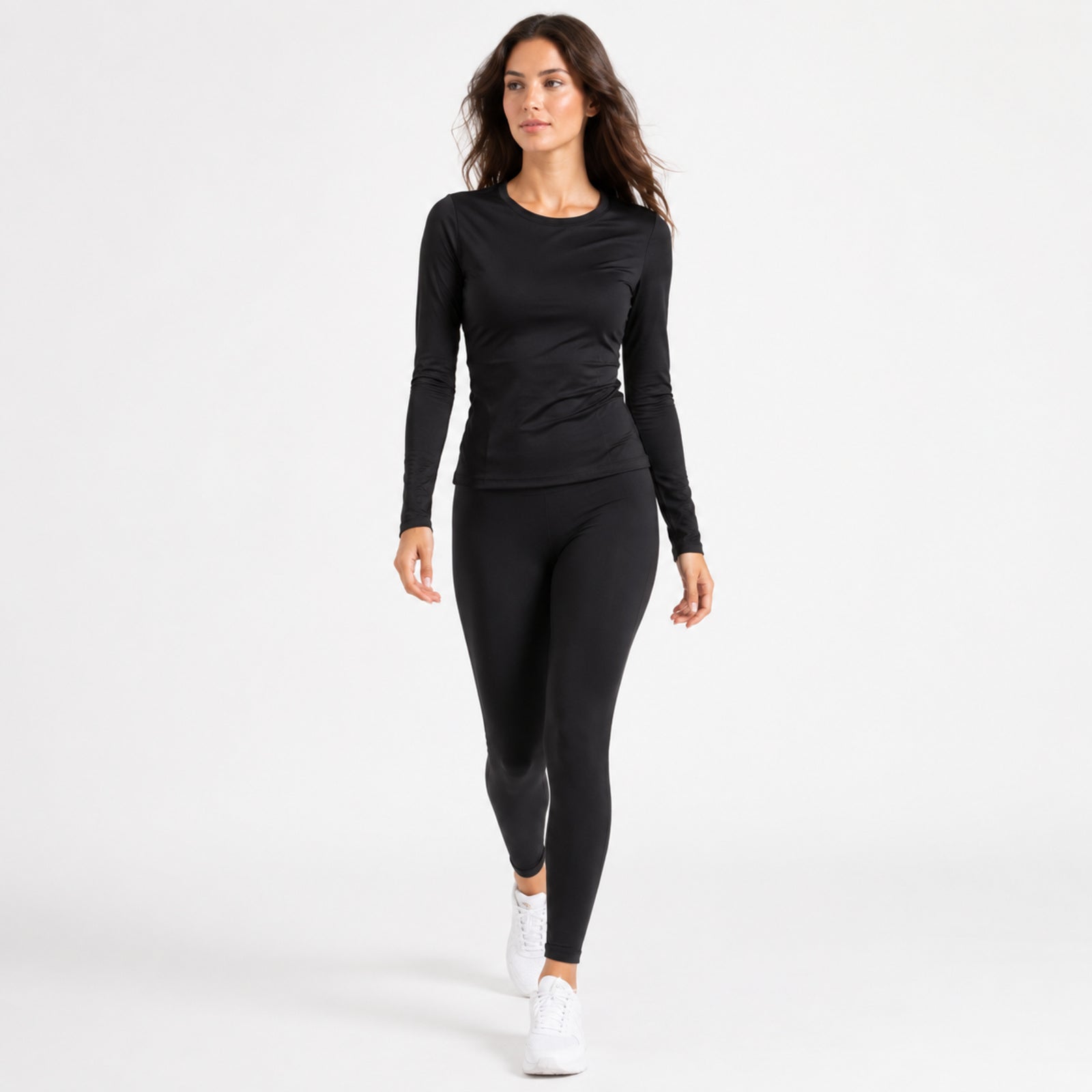Women's Black Full Sleeve Round Neck Solid T-Shirt | Slim Fit Everyday Essential Top-2