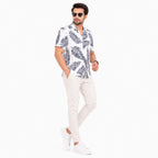 Men's Tropical Leaf Print Resort Shirt-1