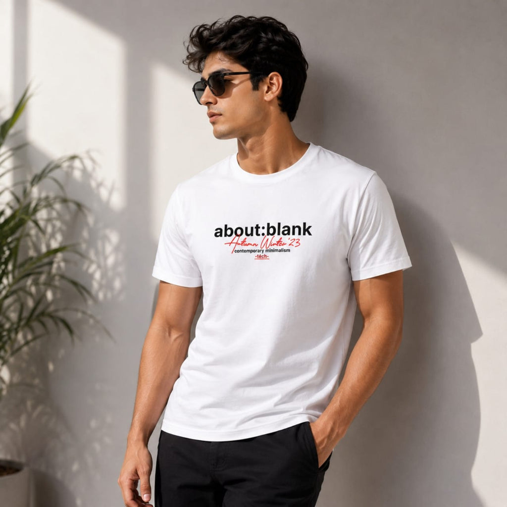 Men's Minimal White Typography Graphic T-Shirt-2