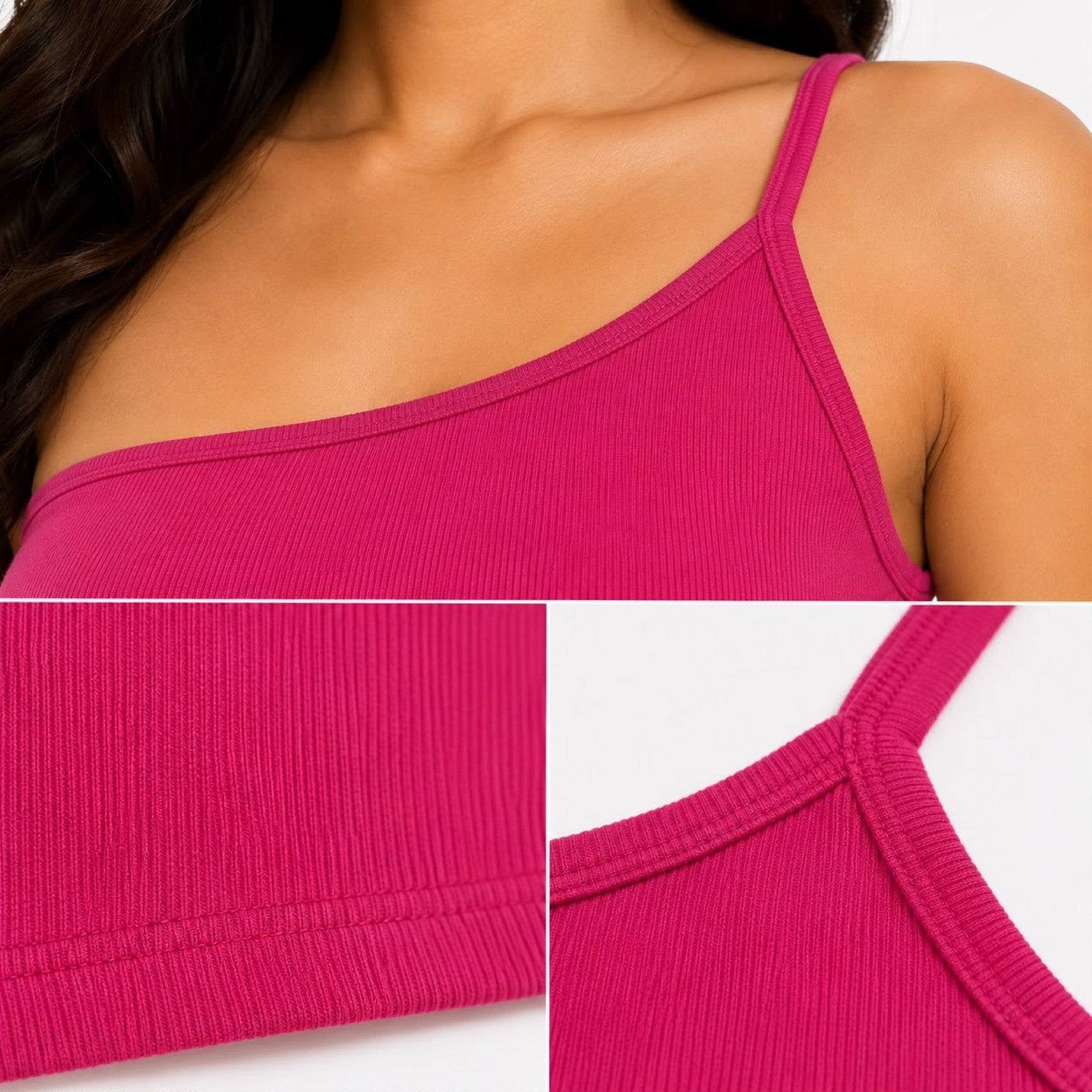 Women's One Shoulder Crop Top – Red-4