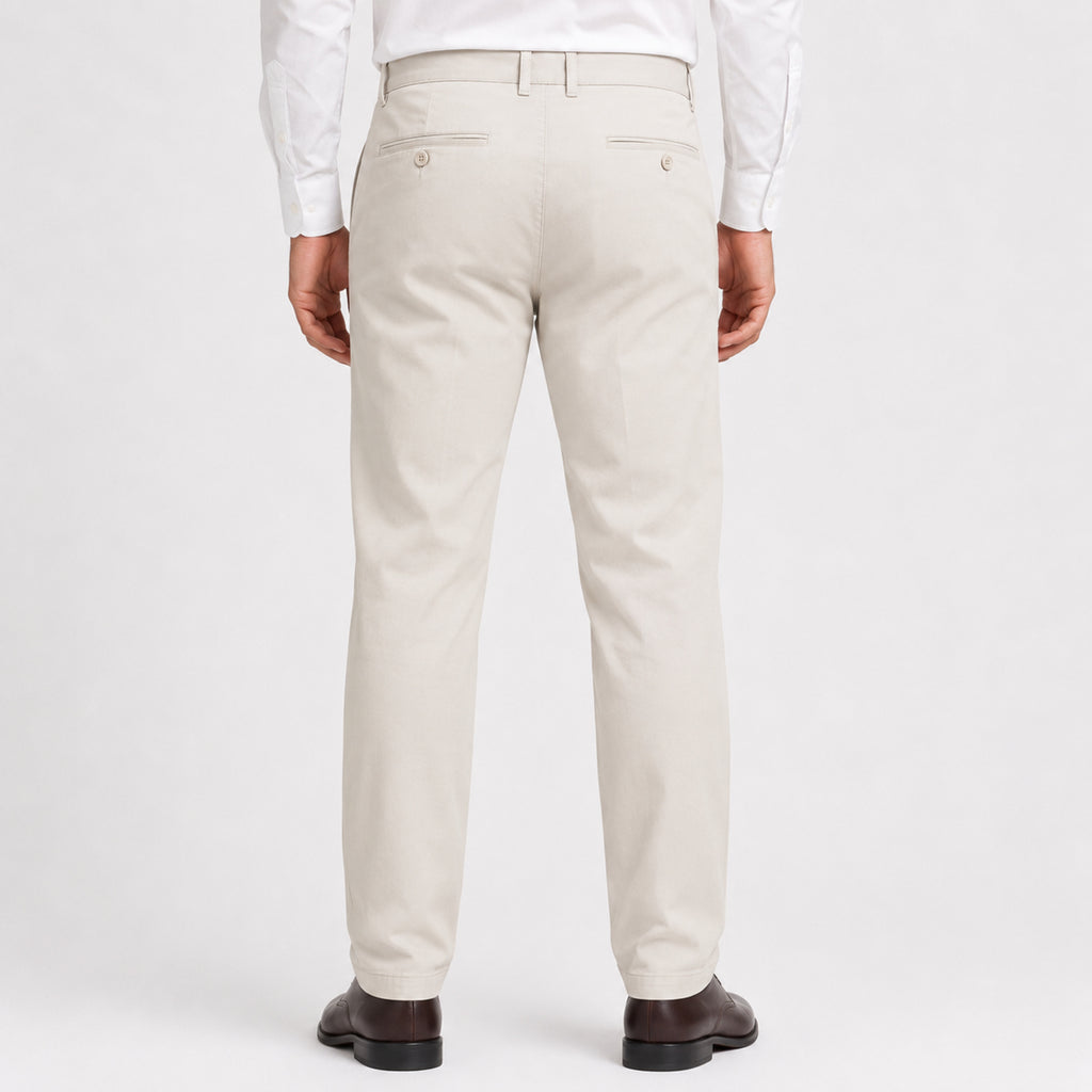 Men's Ivory Cream Regular Fit Formal Trousers-4