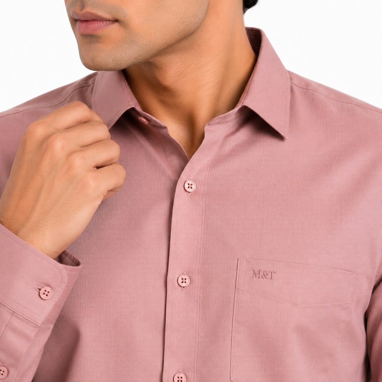 Men's Pink Micro Stripe Full Sleeve Shirt with Chest Pocket-3