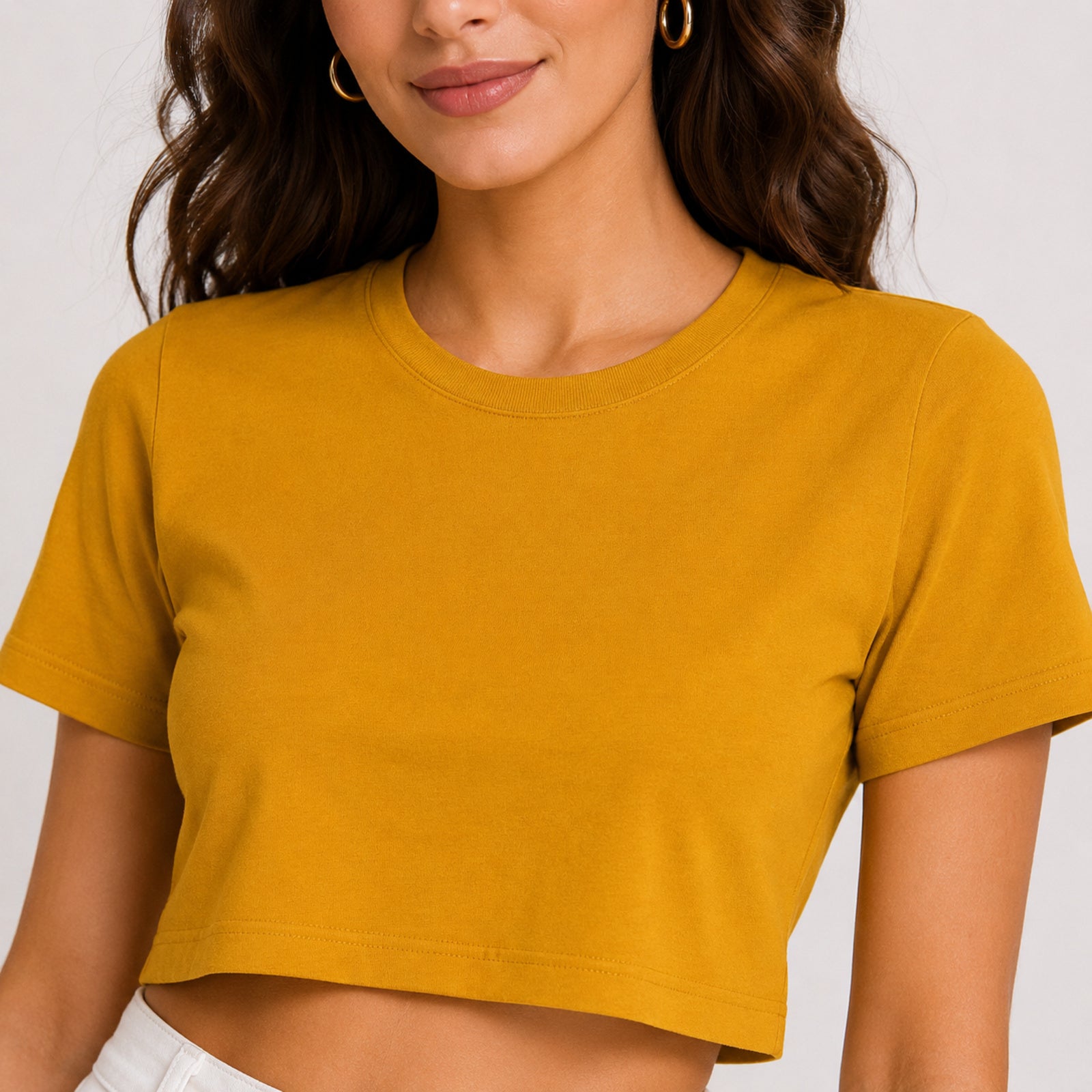 Women's Sunbeam Drift Mustard Cropped Crew Neck Tee-2