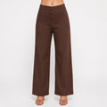 Women's Elegant High-Waisted Coffee Brown Wide-Leg Trousers-1