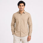 Men's Desert Beige Classic Smart Casual Shirt-1