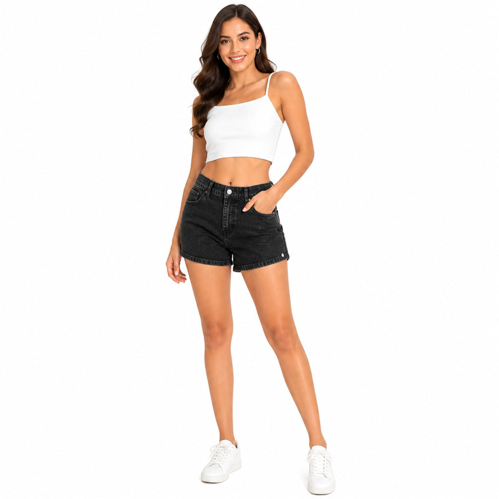 Urban Edge Black Denim Shorts-2