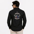 Men's Midnight Guitar Crest Premium Black Casual Shirt-2