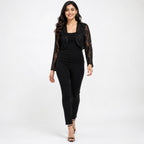 Women's Black Lace Bolero Shrug with Full Sleeves-1