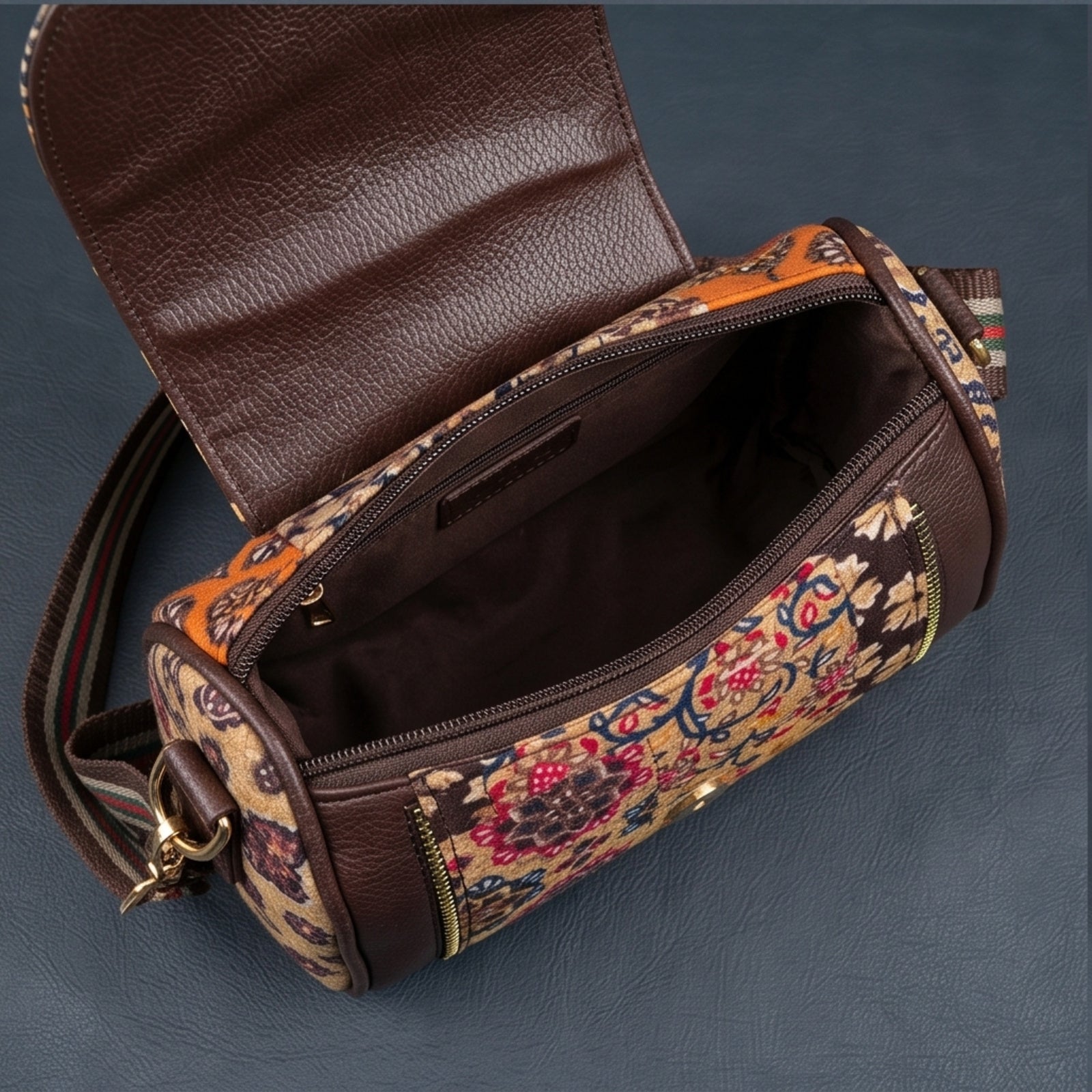 Women's Nomad Mustard Printed Barrel Sling Bag-4