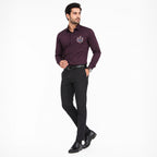 Men's Maroon Slim Fit Embroidered Shirt-4