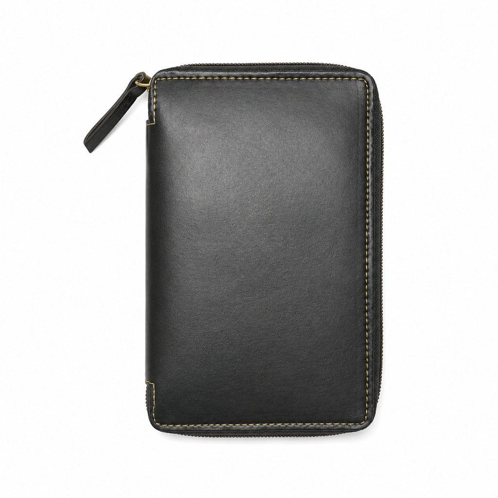 Women's Elegant Luxury Smooth Black Leather Zippered Clutch Wallet and Travel Organizer-3