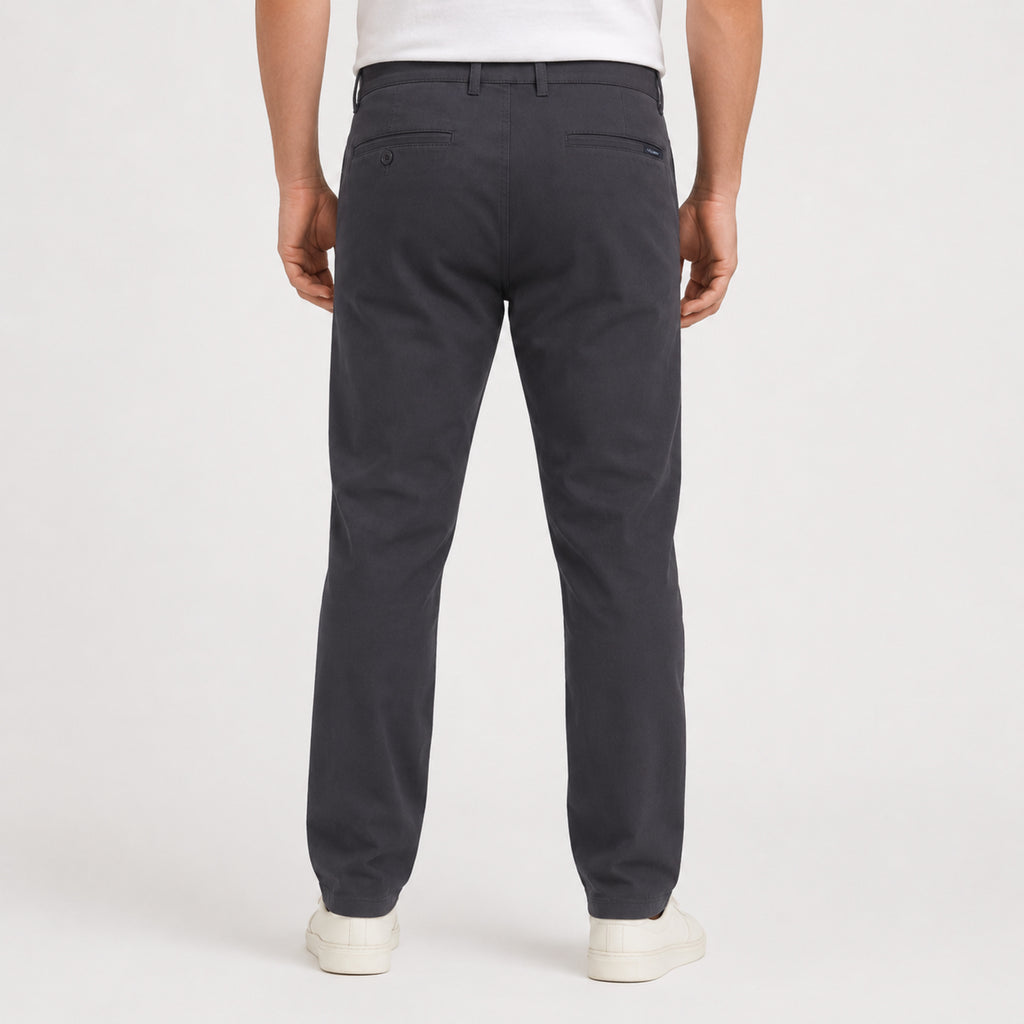 Men's Dark Grey Slim Fit Casual Trousers-1