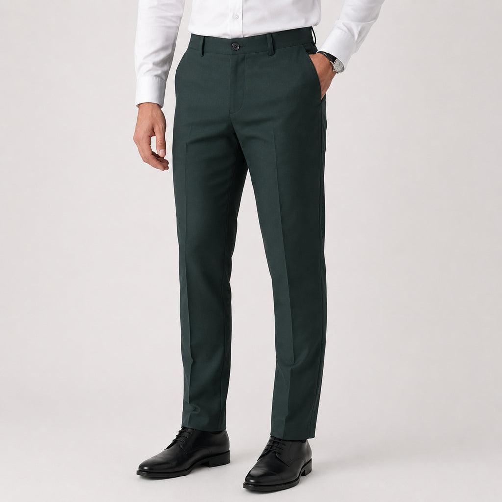 Men's Forest Olive Tailored Slim Fit Formal Trousers-2