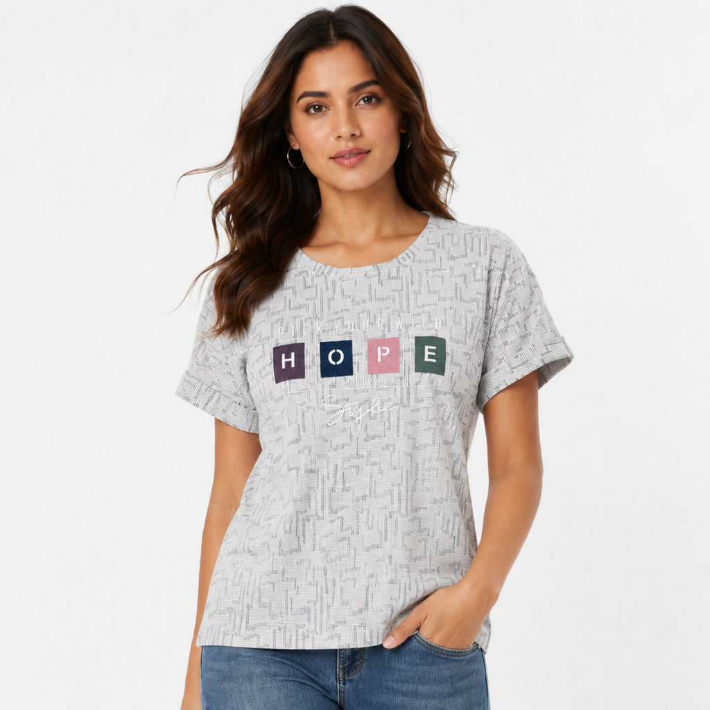 Women's Green Hope Graphic Round Neck Relaxed Fit T-Shirt | Casual Half Sleeve Printed Tee-2