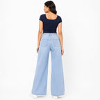 Women's Light Blue Wide Leg High-Rise Jeans | Casual Everyday Denim Pants-4