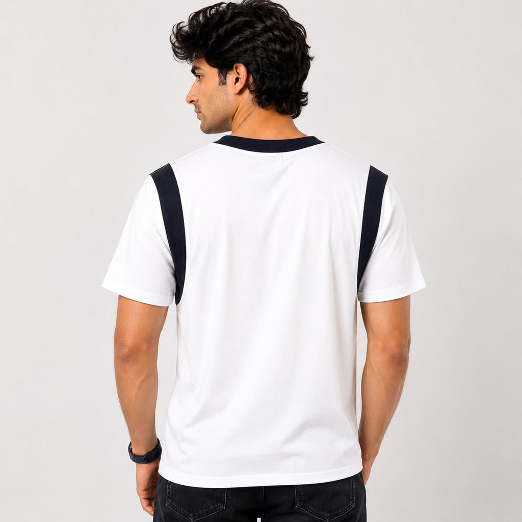 Men's White Graphic Print Crew Neck T-Shirt-4