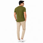Men's Olive Green Typography Printed Slim Fit T-Shirt-4