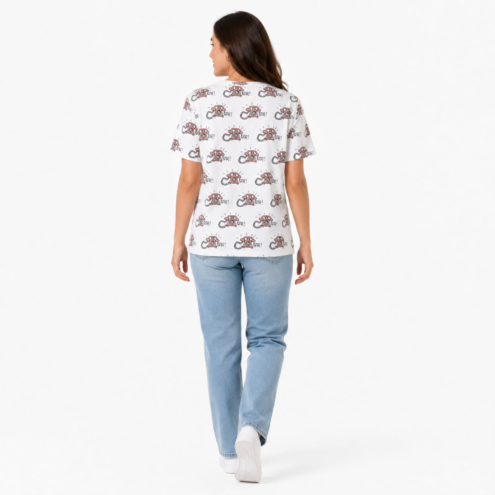 Women's White Graphic Printed Oversized T-Shirt | Casual Everyday Cotton Tee-4