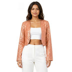 Blush Shimmer Textured Cropped Shrug-1