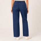 Women's Trendy Medium Indigo High-Waisted Straight-Leg Denim Jeans-4
