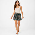 Women's Dark Green Paisley Print Boho Shorts | High-Rise Drawstring Casual Summer Shorts-1