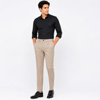 Men's Khaki Tailored Tapered Trousers with Textured Finish-1