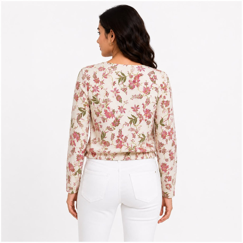 Women's Vintage Blossom Cream Floral Top-4