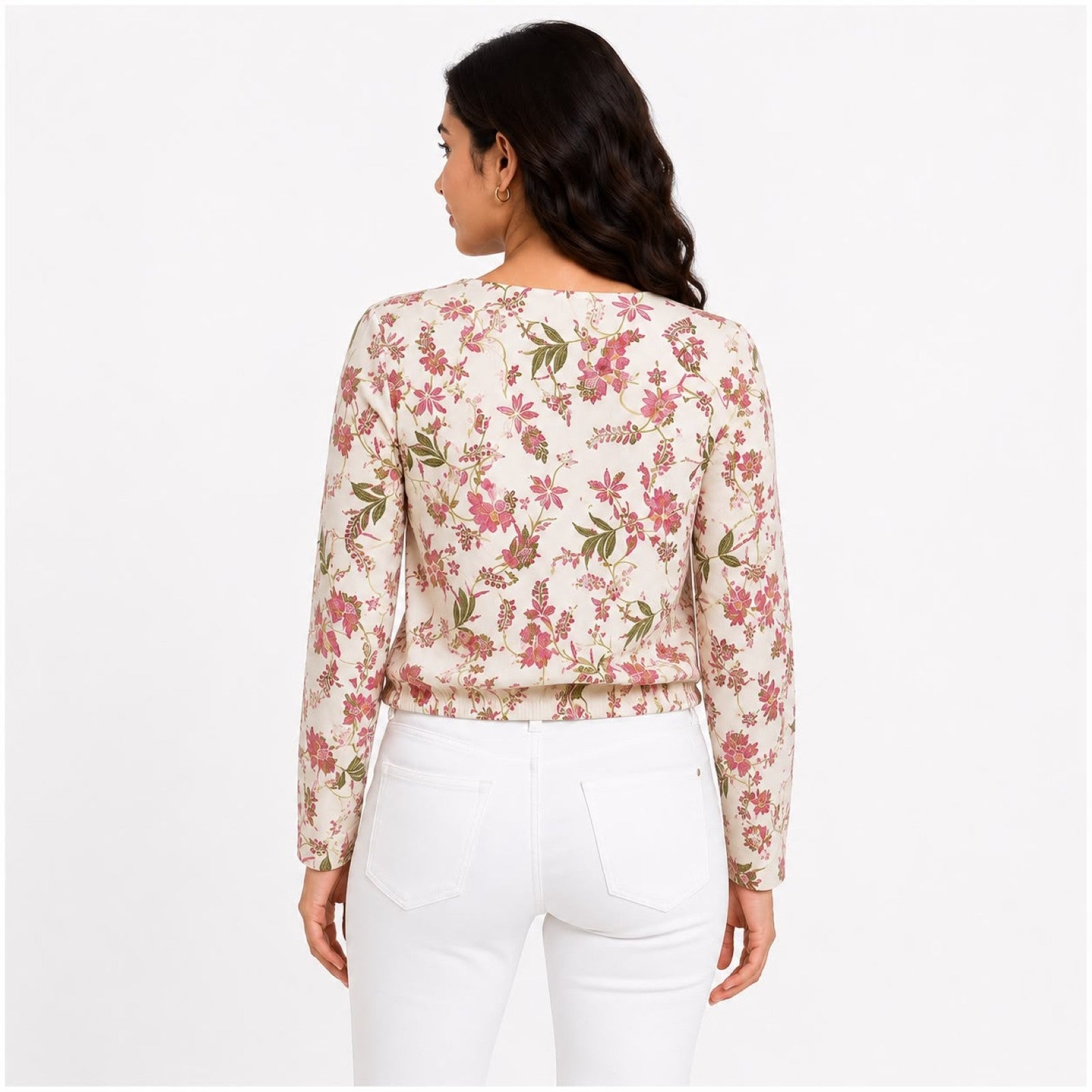 Women's Vintage Blossom Cream Floral Top-4